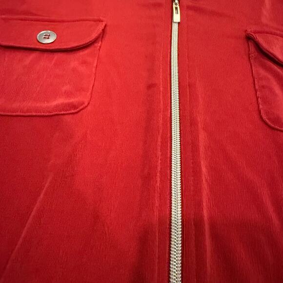 Chico's Travelers Red and Gold Hardware Slinky Full Zip Utility Jacket 3/XL - Picture 2 of 6